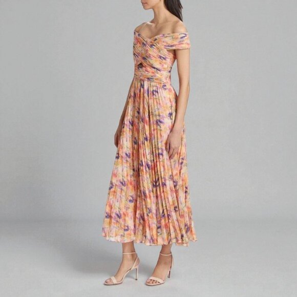 NWT ASTR Leonara Off Shoulder Maxi Dress Peach Multi One Size - Picture 10 of 13
